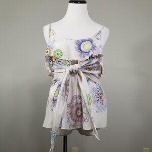 Leifsdottir Silk Blouse Tank Top Cami 6 Women Tiered Embellished Fairy Boho Chic
